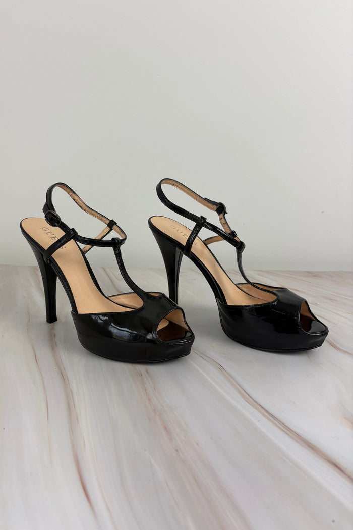 Guess Black Strap Heels