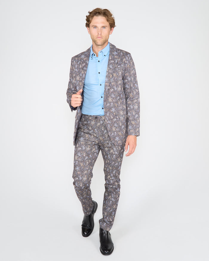 HADRIAN MADRID PAISLEY BLAZER - SMOKE