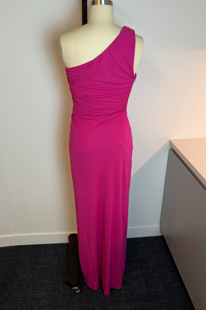 Halston Cerise One Shoulder Gown image 2