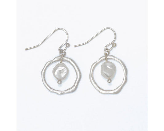 Hammered Gold Pearl Earrings