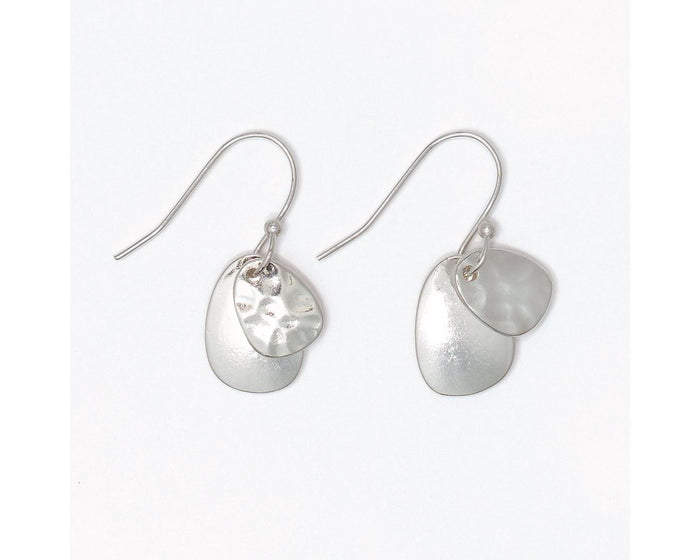 Hammered Polish Silver Earrings