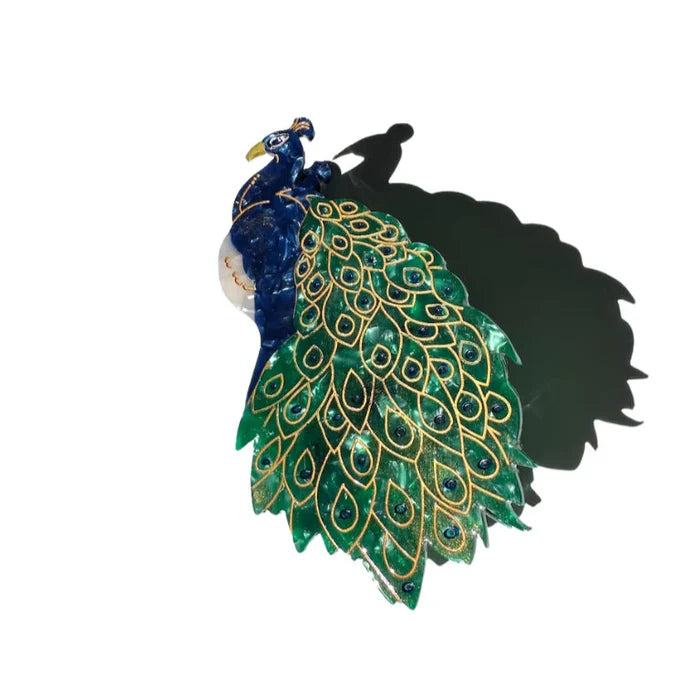 Hand-painted Peacock Bird Claw Hair Clip - The New York Public Library Shop