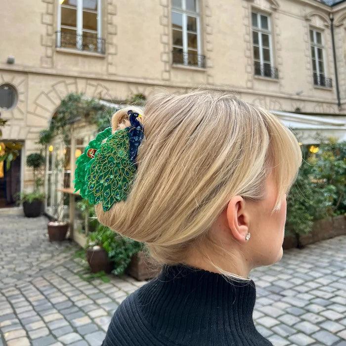Hand-painted Peacock Bird Claw Hair Clip - The New York Public Library Shop