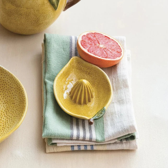 Hand-Painted Stoneware Lemon Shaped Juicer - The New York Public Library Shop