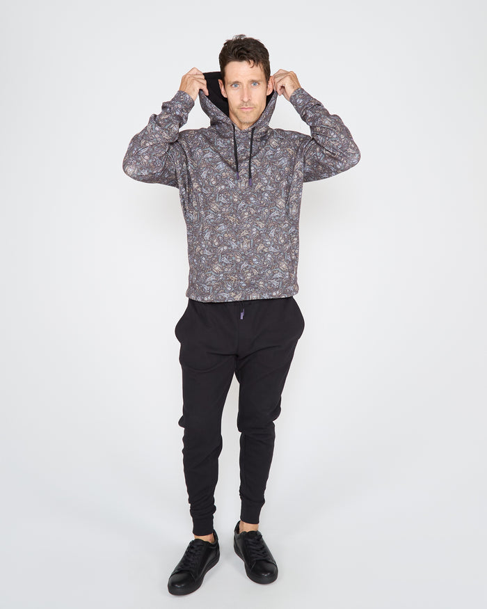 HANK MADRID PAISLEY HOODIE - SMOKE