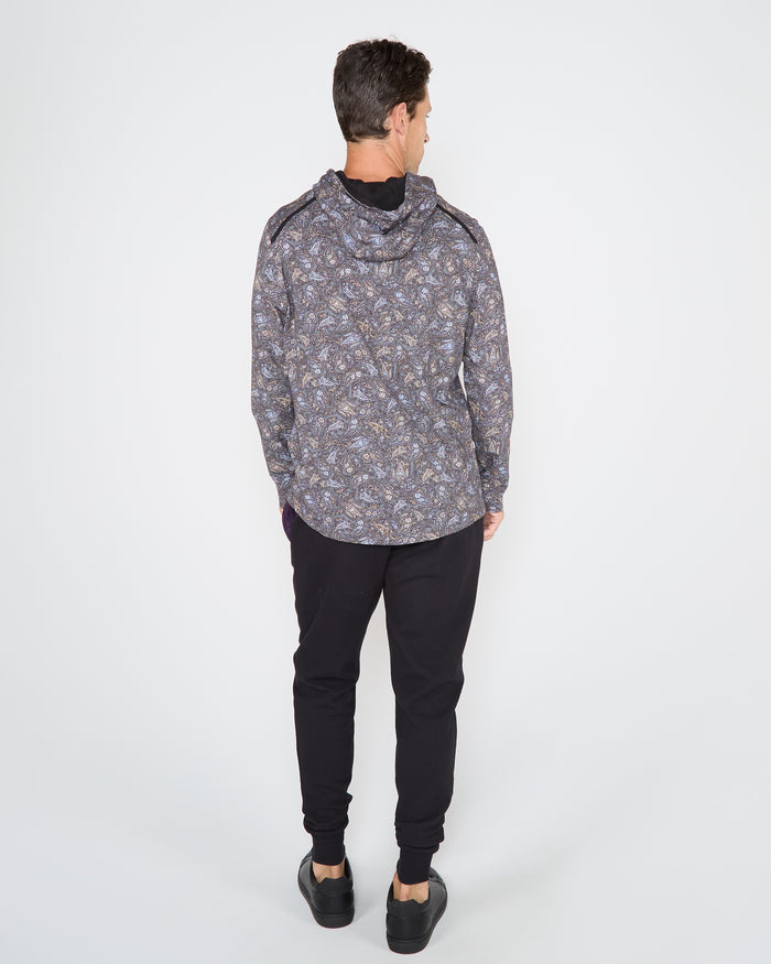 HANK MADRID PAISLEY HOODIE - SMOKE