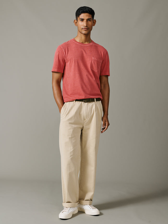 Aubin Washed Coral Hareby Garment Dyed Cotton T-Shirt | Relaxed Tee