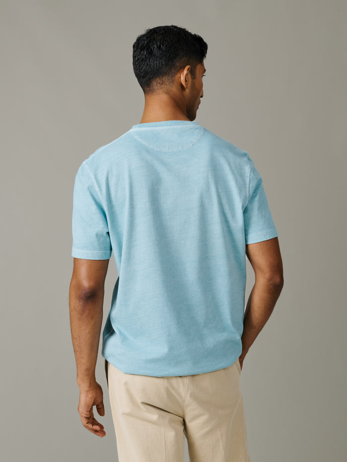 Aubin Aqua Hareby Garment Dyed Cotton T-Shirt | Relaxed Tee