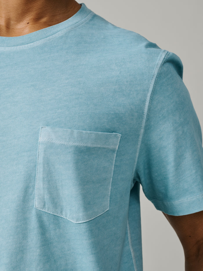 Aubin Aqua Hareby Garment Dyed Cotton T-Shirt | Relaxed Tee