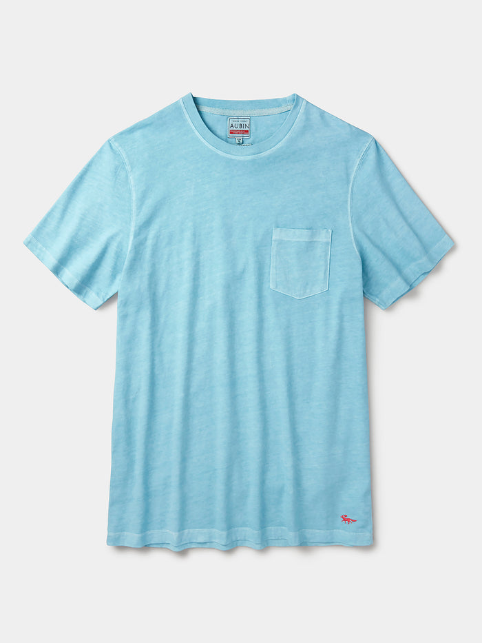 Aubin Aqua Hareby Garment Dyed Cotton T-Shirt | Relaxed Tee