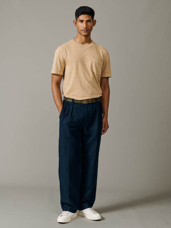 Aubin Washed Sand Hareby Garment Dyed Pocket T-Shirt | Relaxed Tee
