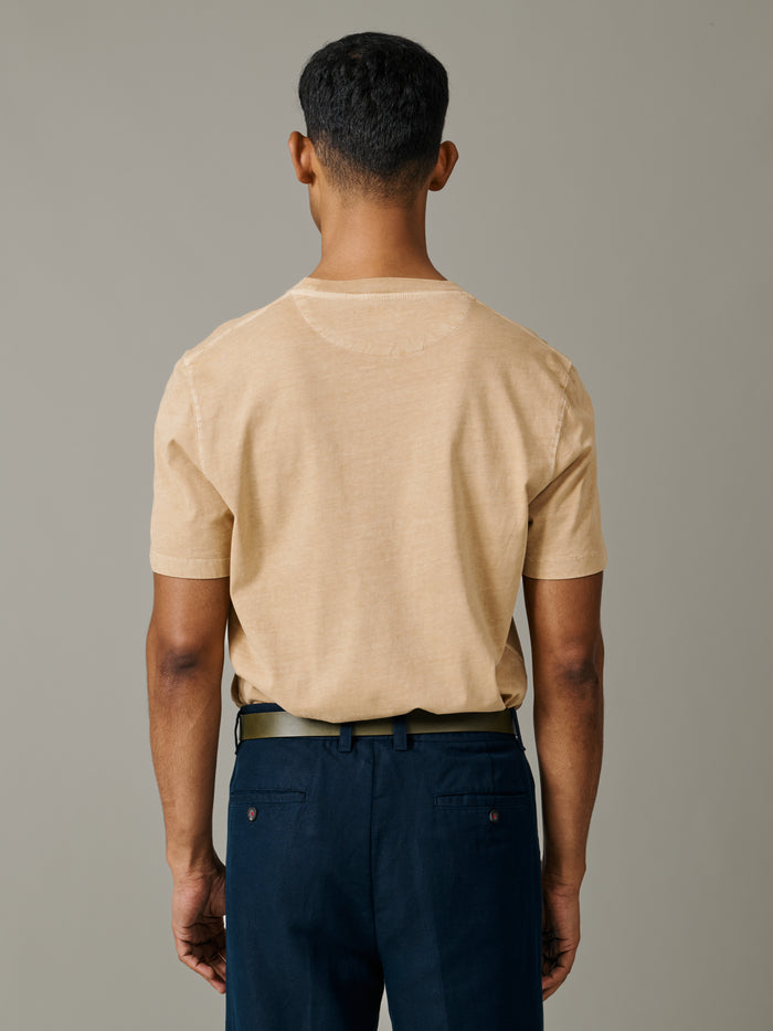 Aubin Washed Sand Hareby Garment Dyed Pocket T-Shirt | Relaxed Tee