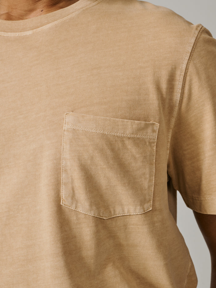 Aubin Washed Sand Hareby Garment Dyed Pocket T-Shirt | Relaxed Tee