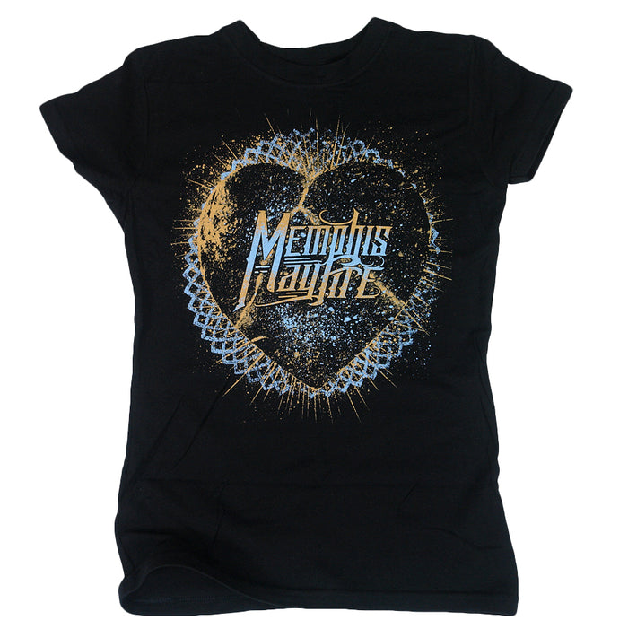 memphis may fire Heart - Ladies Black T-Shirt