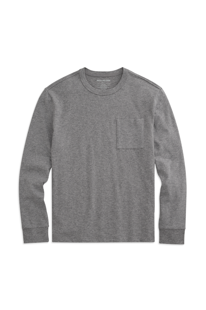 Front view of Heavyweight Relaxed Long Sleeve T-Shirt in Grey Heather