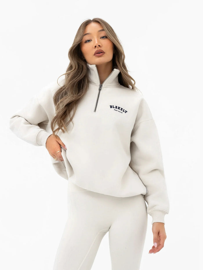 Heritage 1/4 Zip Jumper - Chalk & True Navy