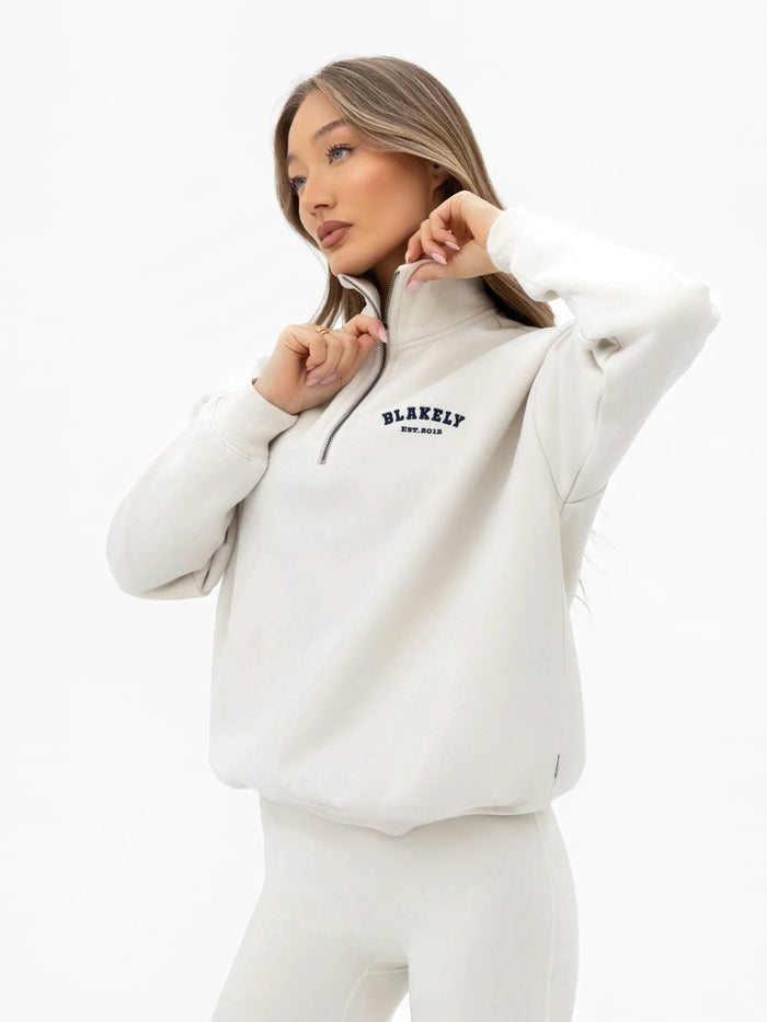 Heritage 1/4 Zip Jumper - Chalk & True Navy