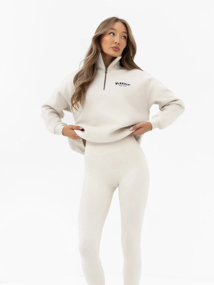 Heritage 1/4 Zip Jumper - Chalk & True Navy