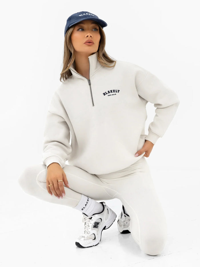 Heritage 1/4 Zip Jumper - Chalk & True Navy