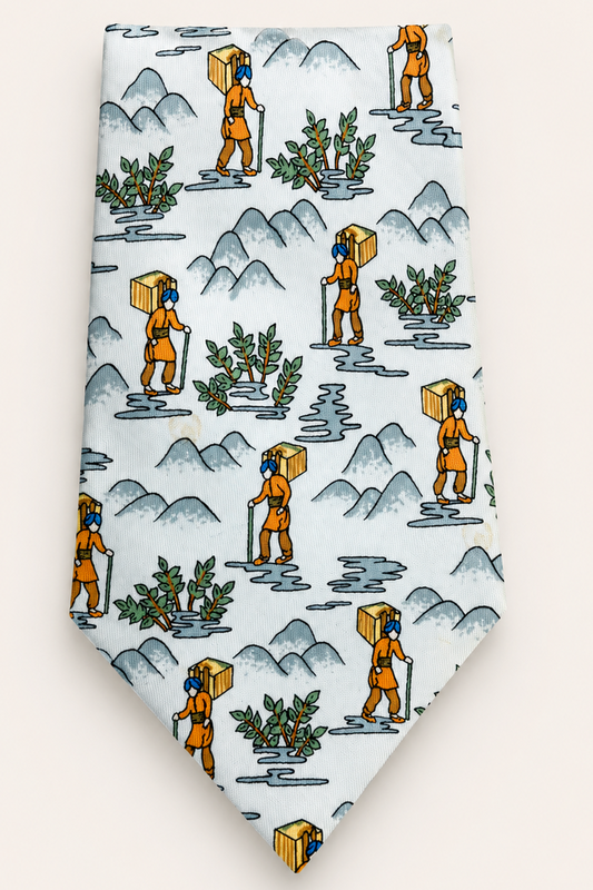 Hermes 'Caravane/Voyageur Oriental' 1980s 100% Silk Neck Tie