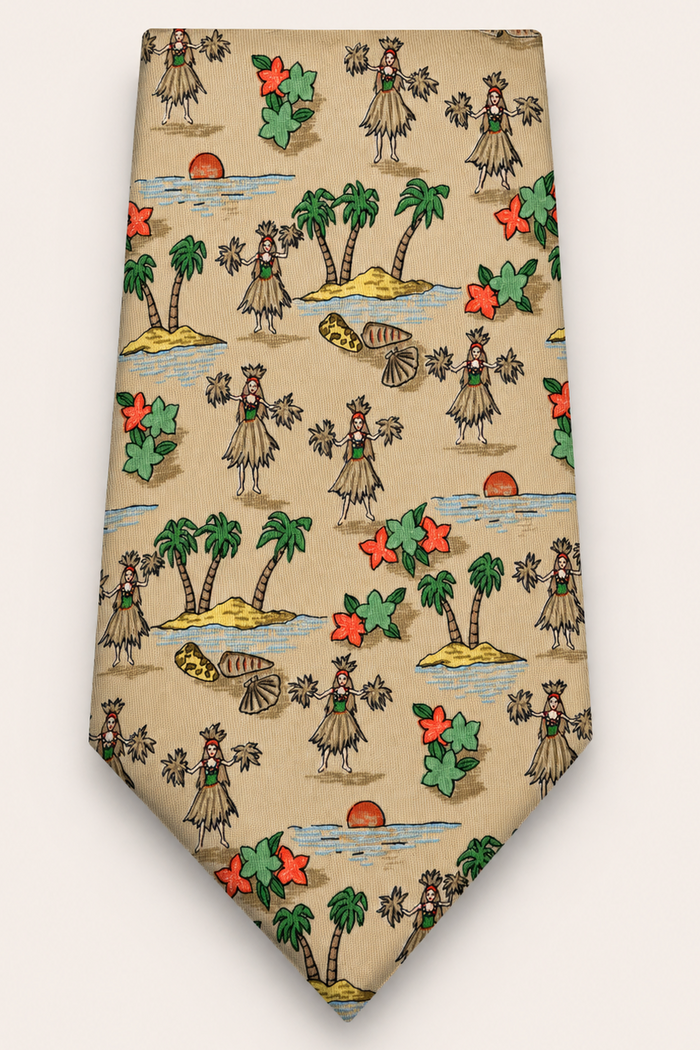 Hermes 'Island Reverie' 100% Silk Neck Tie
