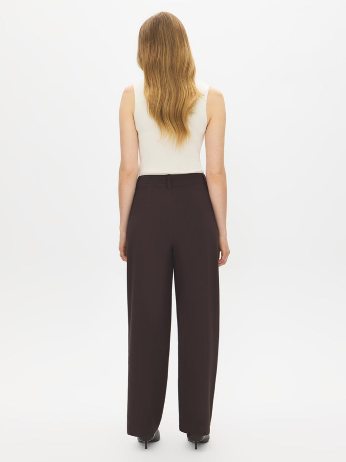 Coffee Bean High-Rise Barrel Leg Knit Pants - Back View - Suzy Shier