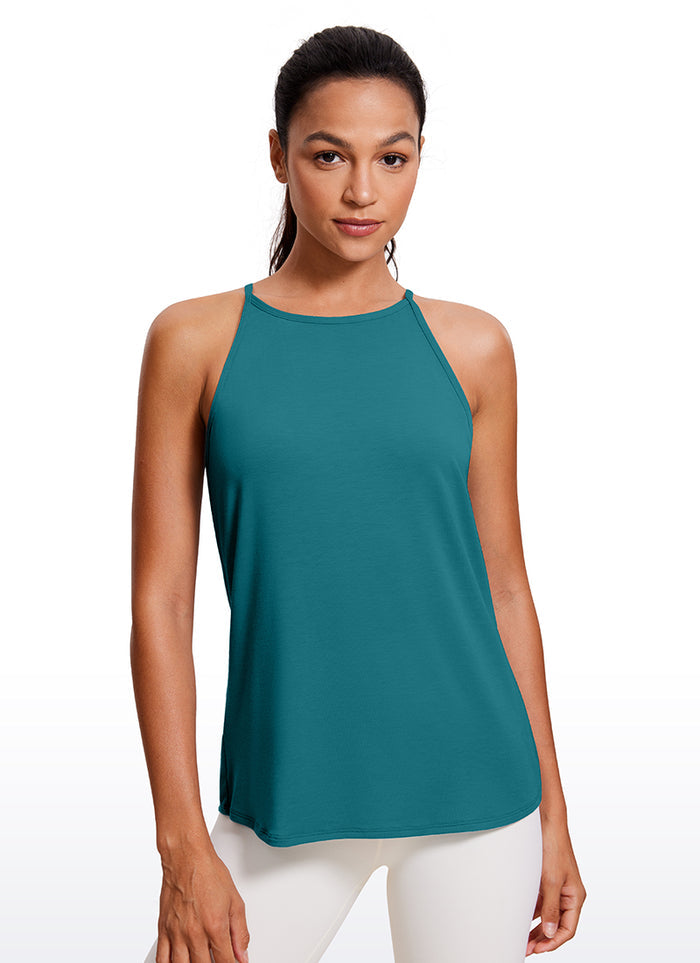 CRZ YOGA Women's Yoga Classic Fit Tops Halter Tank Green Jade