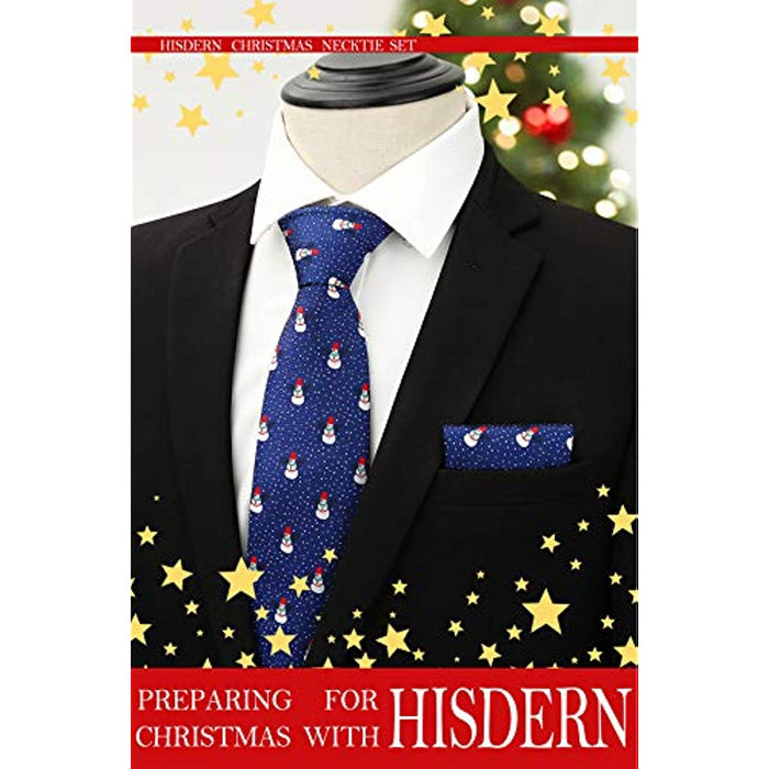 Christmas Tie Handkerchief Set - BLUE/WHITE