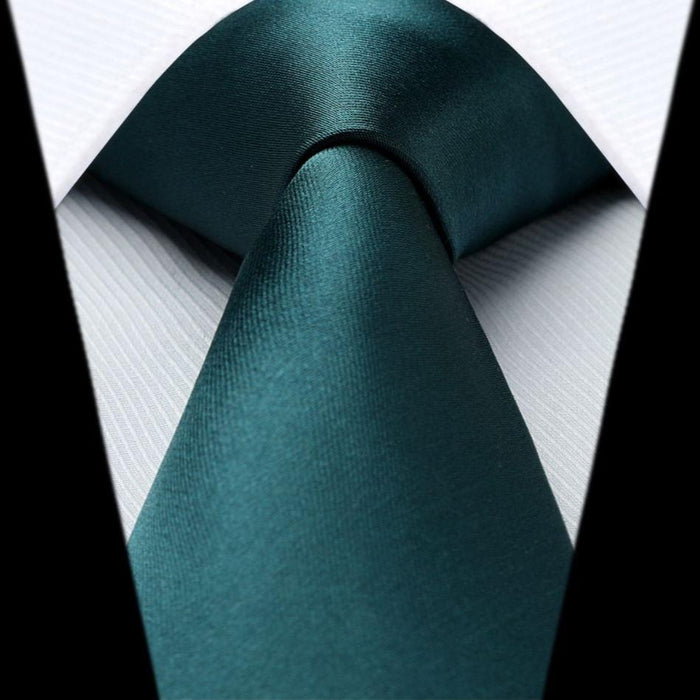 Solid Tie Handkerchief Set - DARK GREEN-SOLID
