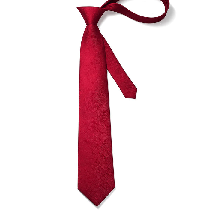 Houndstooth Tie Handkerchief Set - B-07 DARK RED