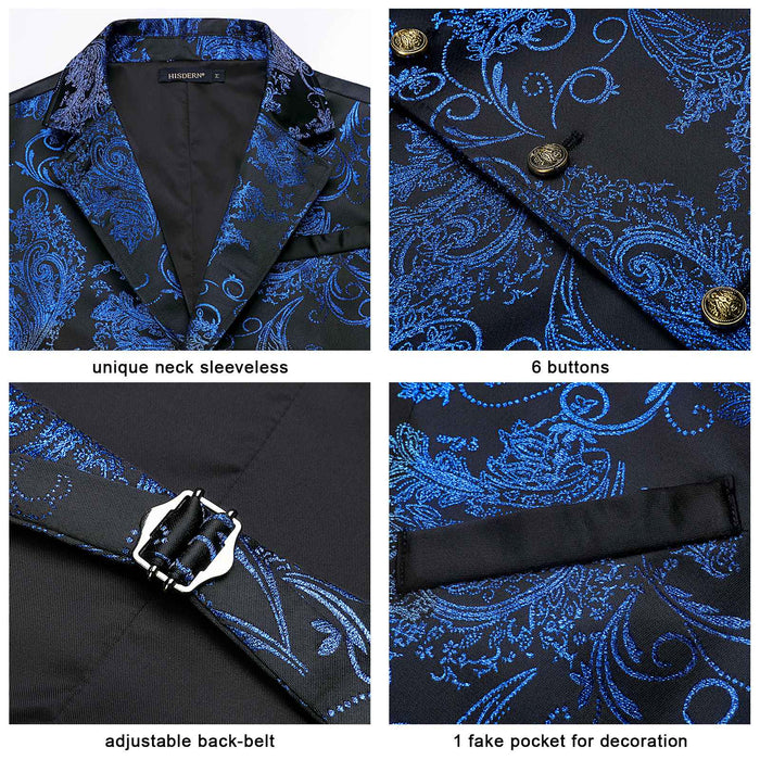 Gothic Lapel Vest for Men - BLACK/BLUE-3