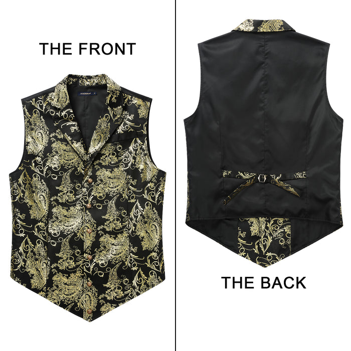 Gothic Lapel Vest for Men - BLACK/GOLD-1