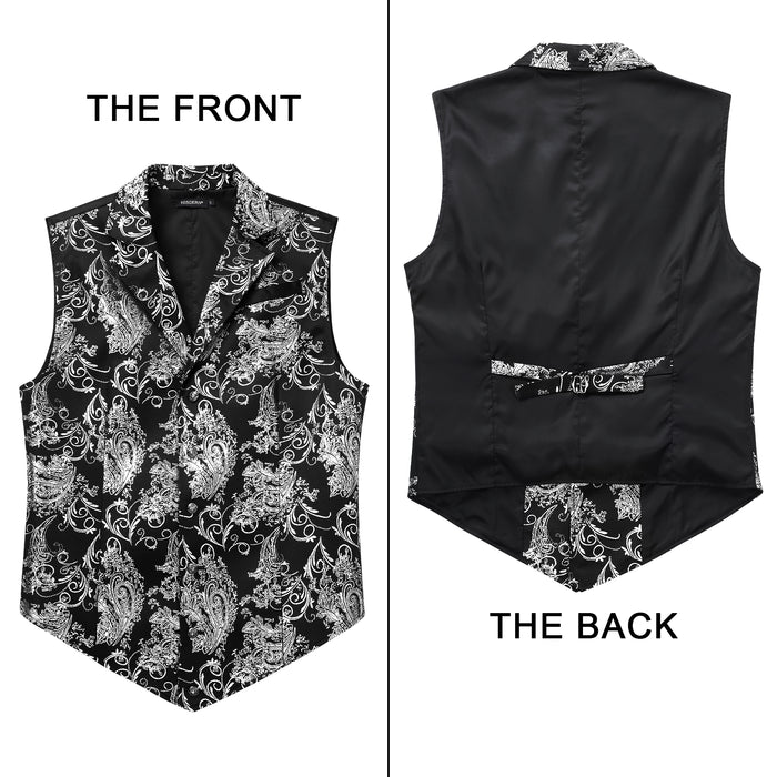 Gothic Lapel Vest for Men - BLACK/SILVER-2