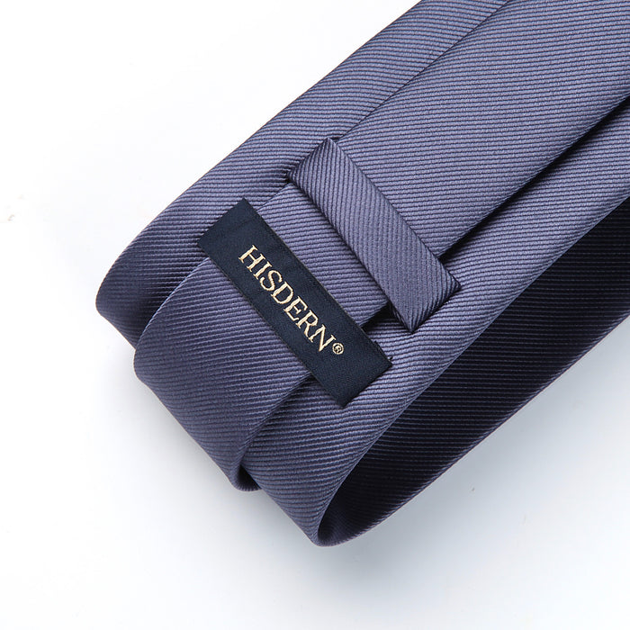 Solid 3.35 inch Tie Handkerchief Set - L-GREY DARK