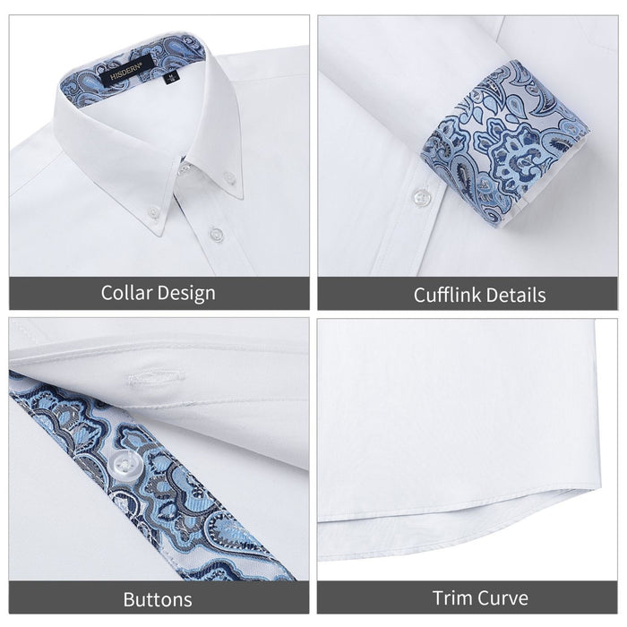 Casual Formal Shirt with Pocket - 12-WHITE/PAISLEY