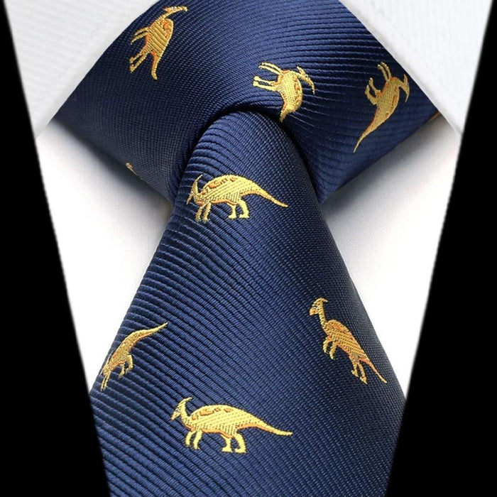 Dinosaur Tie Handkerchief Set - NAVY BLUE