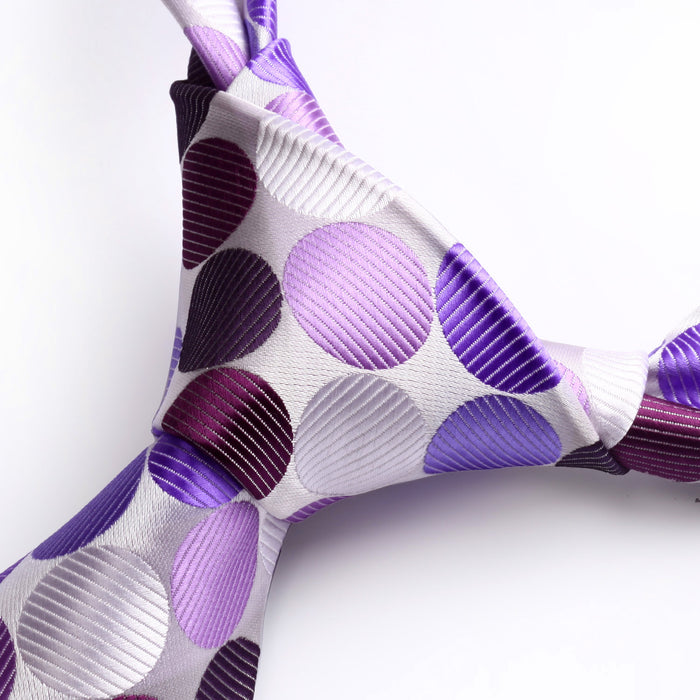Polka Dot Tie Handkerchief Set - E-PURPLE/WHITE
