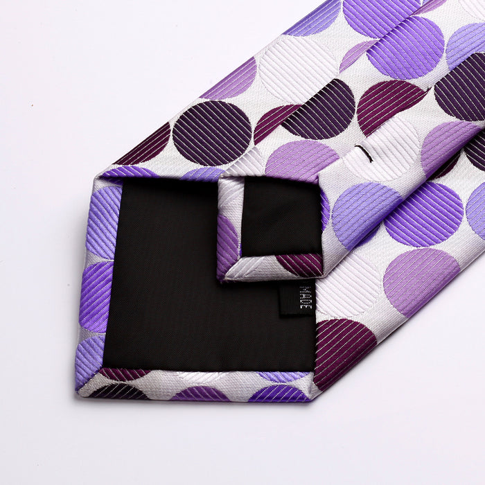 Polka Dot Tie Handkerchief Set - E-PURPLE/WHITE