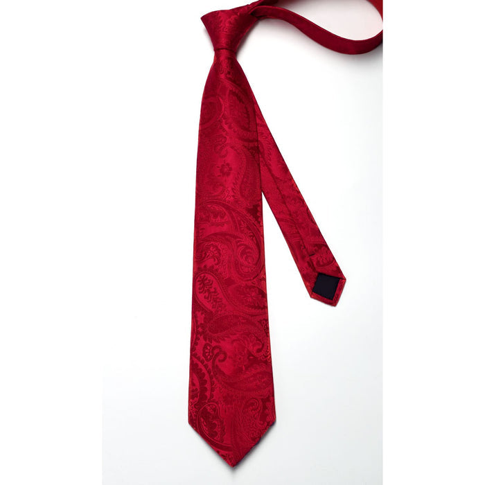 Paisley Tie Handkerchief Cufflinks - RED
