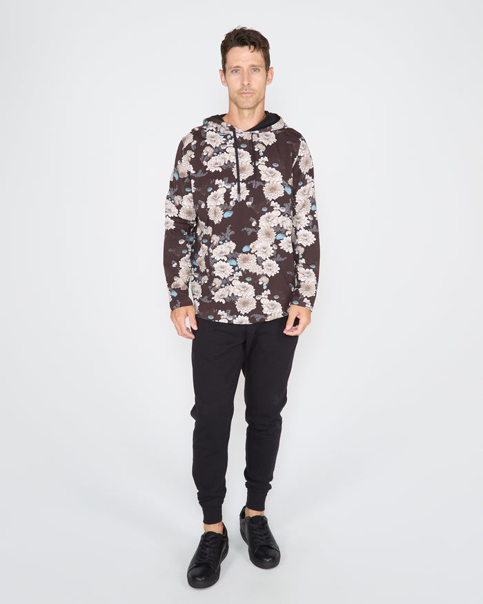 HORATIO SERIOUS FLORAL HOODIE - BLACK