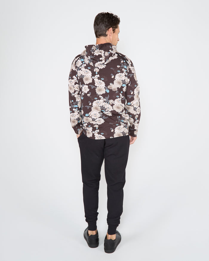 HORATIO SERIOUS FLORAL HOODIE - BLACK
