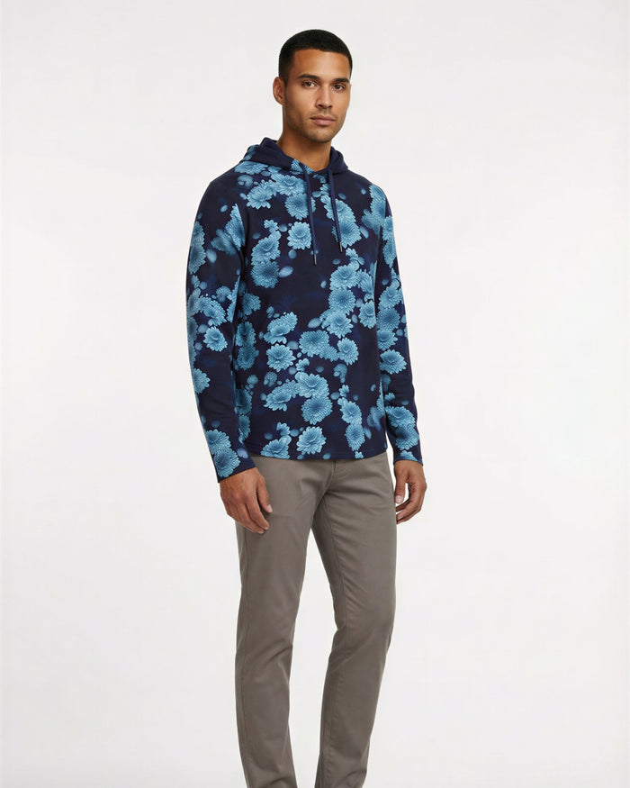 HORATIO SERIOUS FLORAL HOODIE - NAVY