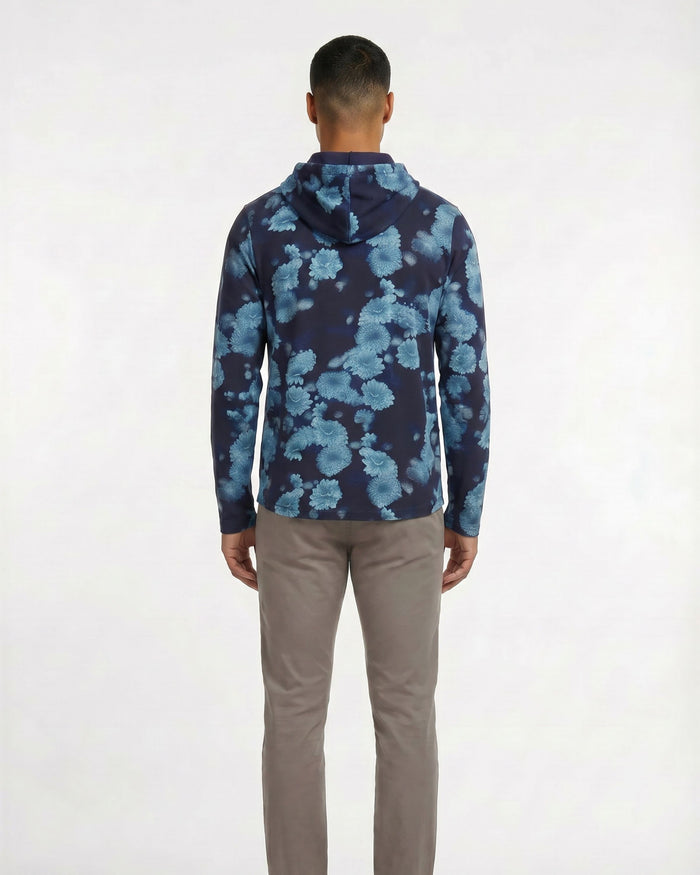 HORATIO SERIOUS FLORAL HOODIE - NAVY