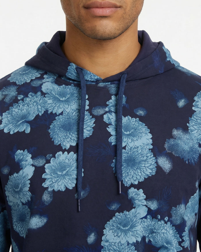 HORATIO SERIOUS FLORAL HOODIE - NAVY