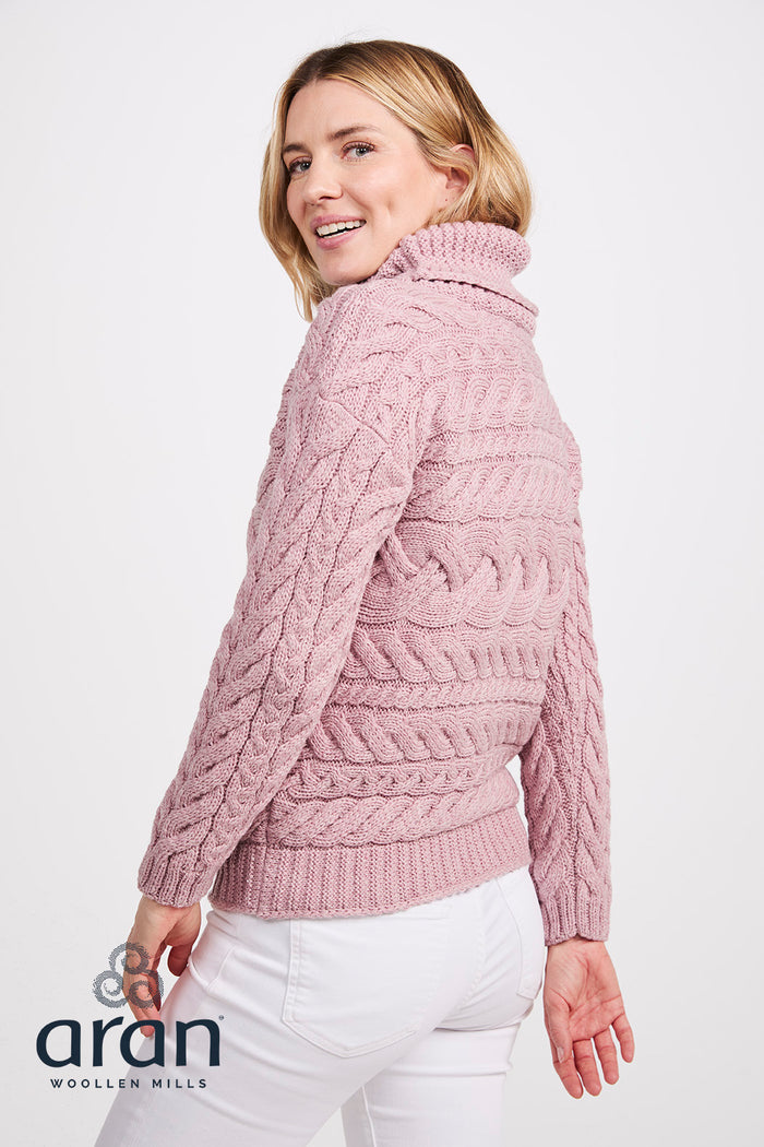 Horizontal Cable Knit Sweater - Baby Pink