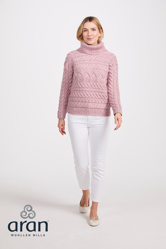 Horizontal Cable Knit Sweater - Baby Pink