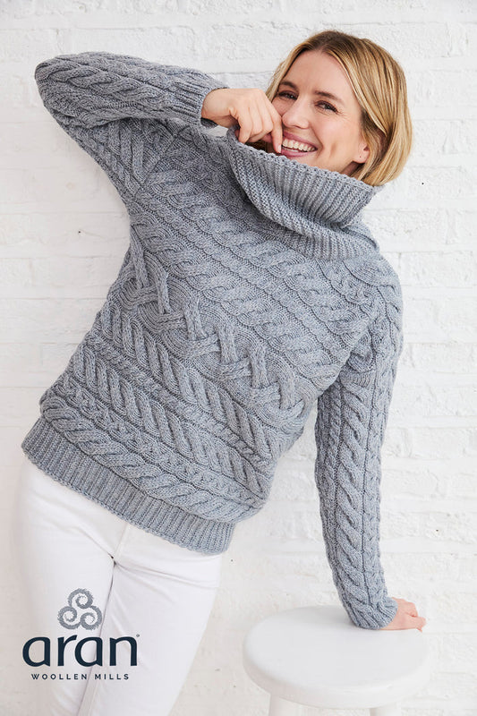 Horizontal Cable Knit Sweater - Soft Gray