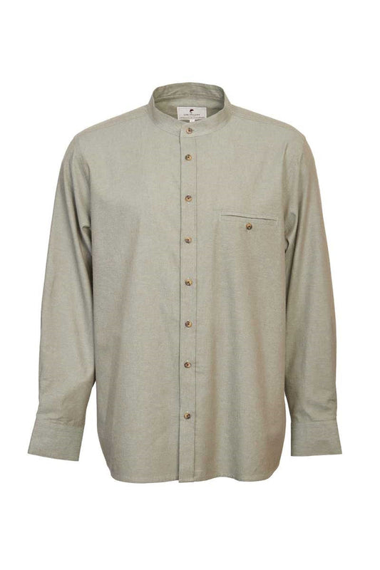Irish Linen Grandad Shirt - Melange Moss