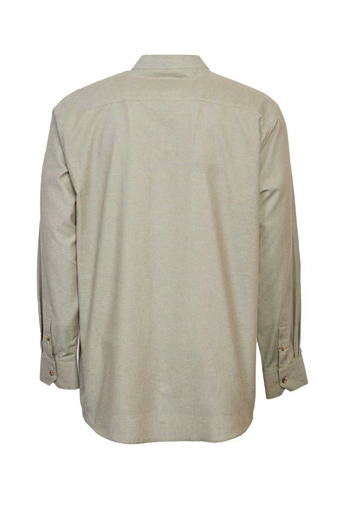 Irish Linen Grandad Shirt - Melange Moss