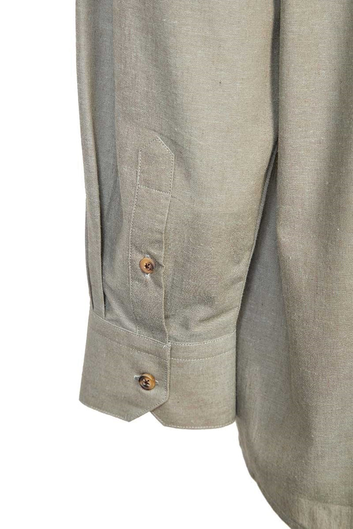 Irish Linen Grandad Shirt - Melange Moss